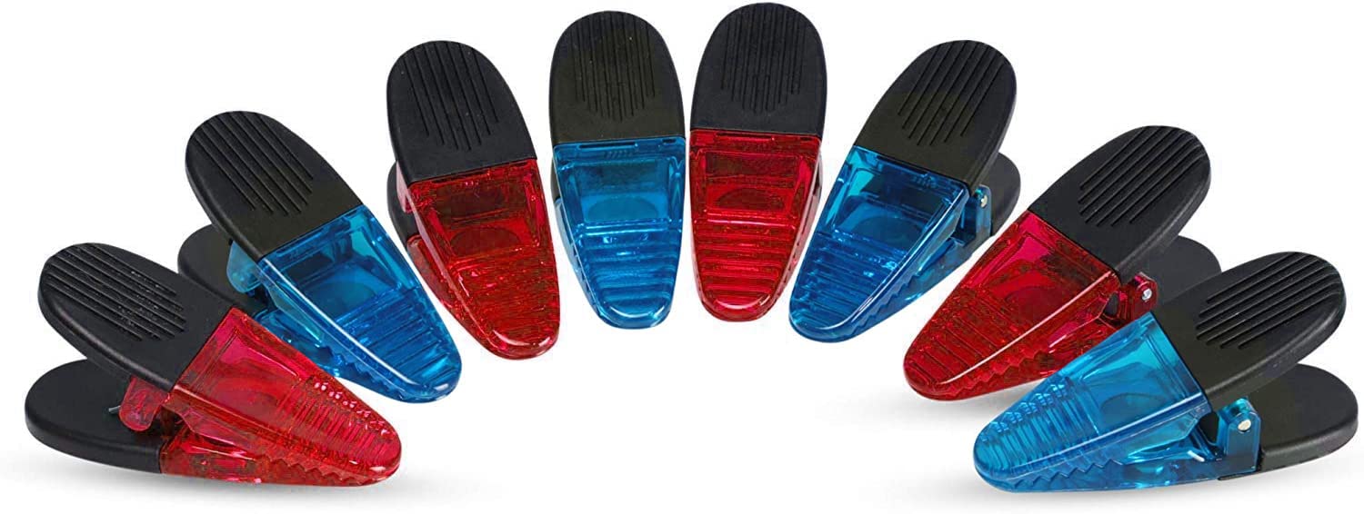 Vip Home Essentials -Thick Plastic Clips With Neodymium Magnet - 3-1/4' Length - Durable Versatile All-Purpose (Blue Red)