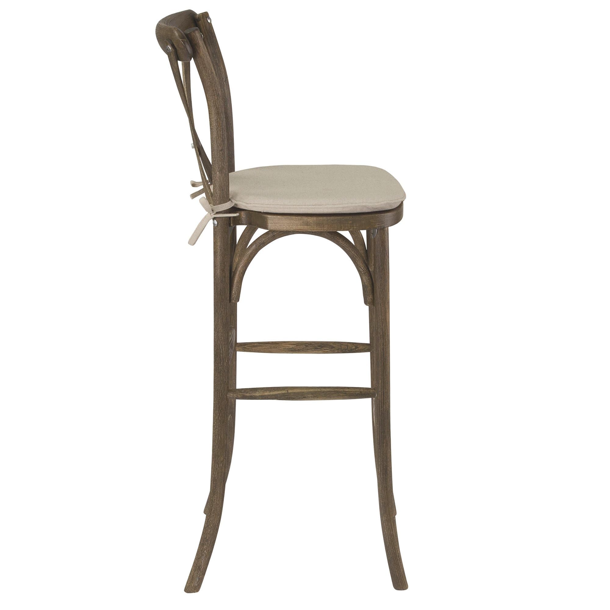 Flash Furniture Wood Cross Back Barstool, 1 Pack, Dark Antique