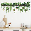 Hanging Potted Plants Wall Decal Sticker, Green Botanical