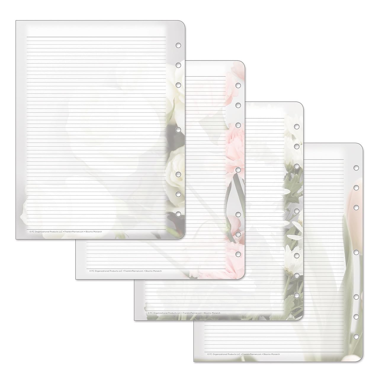 Franklincovey - Blooms Lined Pages - Expansion For Planners (Monarch, Pink/Green)
