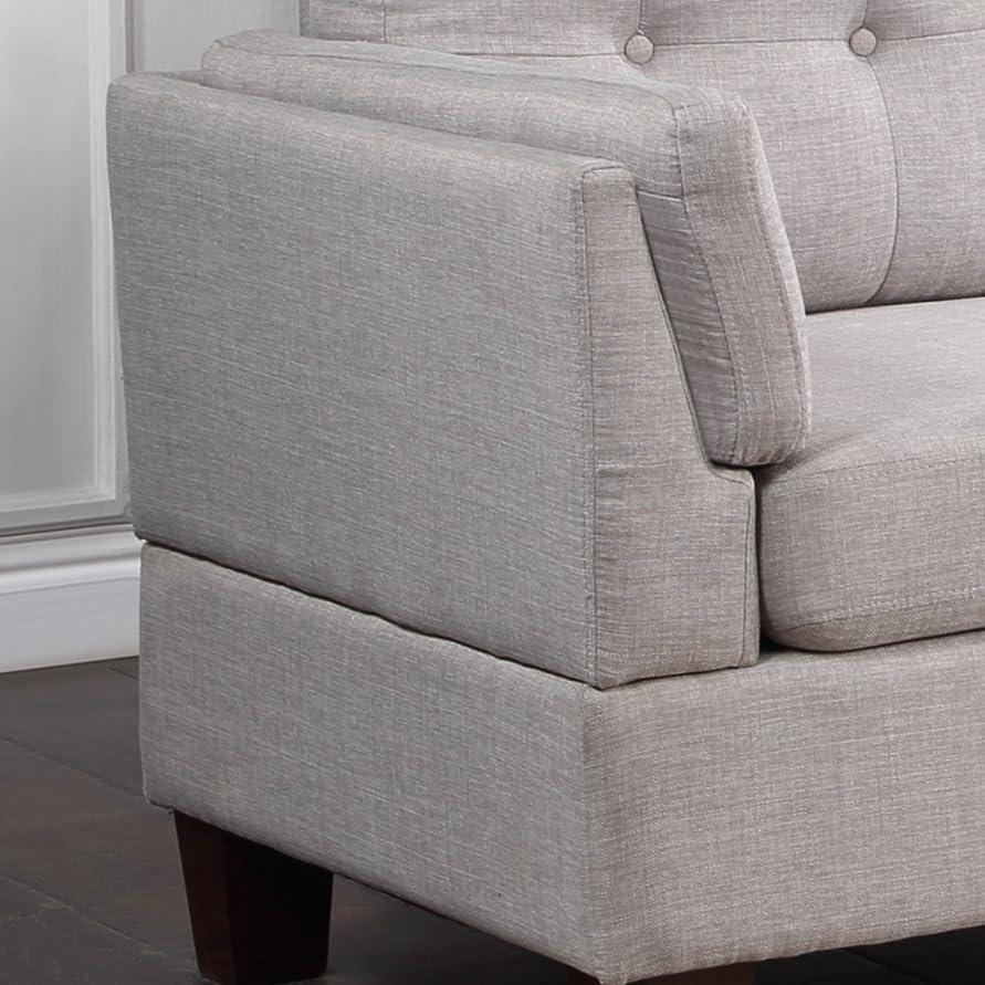 Dalia 97&Quot; W Light Gray Linen Modern Sectional Sofa With Right Facing Chaise