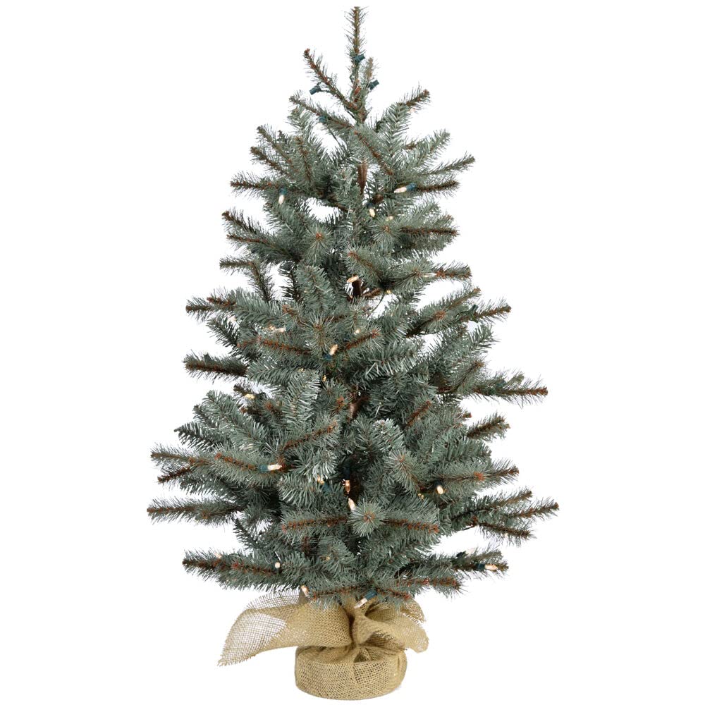 Christmas Time 4-Ft. Prelit Yardville Pine Accent Tree In Burlap Bag, Warm White Led Lights, Ct-Yv056-Led, Green