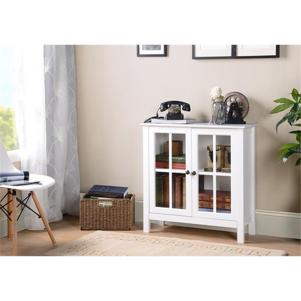 American Furniture Classics 22600 Glass Door Cabinet, White