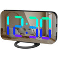 WulaWindy RGB Digital Clock - LED Alarm Clocks Large Display Mirror Surface with Dual USB Ports for Modern Decorations Aesthetic