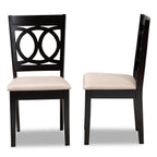 Baxton Studio Lenoir Contemporary Fabric Dining Chair, Sand Brown and Espresso, 2/Pack (162-2P-10523-HT)