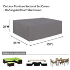 Easy-Going 600D Heavy Duty Patio Furniture Cover, Outdoor Rectangular Table And Chair Set Cover, Waterproof Outdoor Sectional Set Cover (130'L X 84'W X 28'H, Grey)