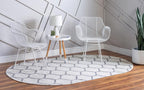 Unique Loom Trellis Frieze Collection Area Rug - Rounded (3' X 5' Oval, Ivory/ Gray)