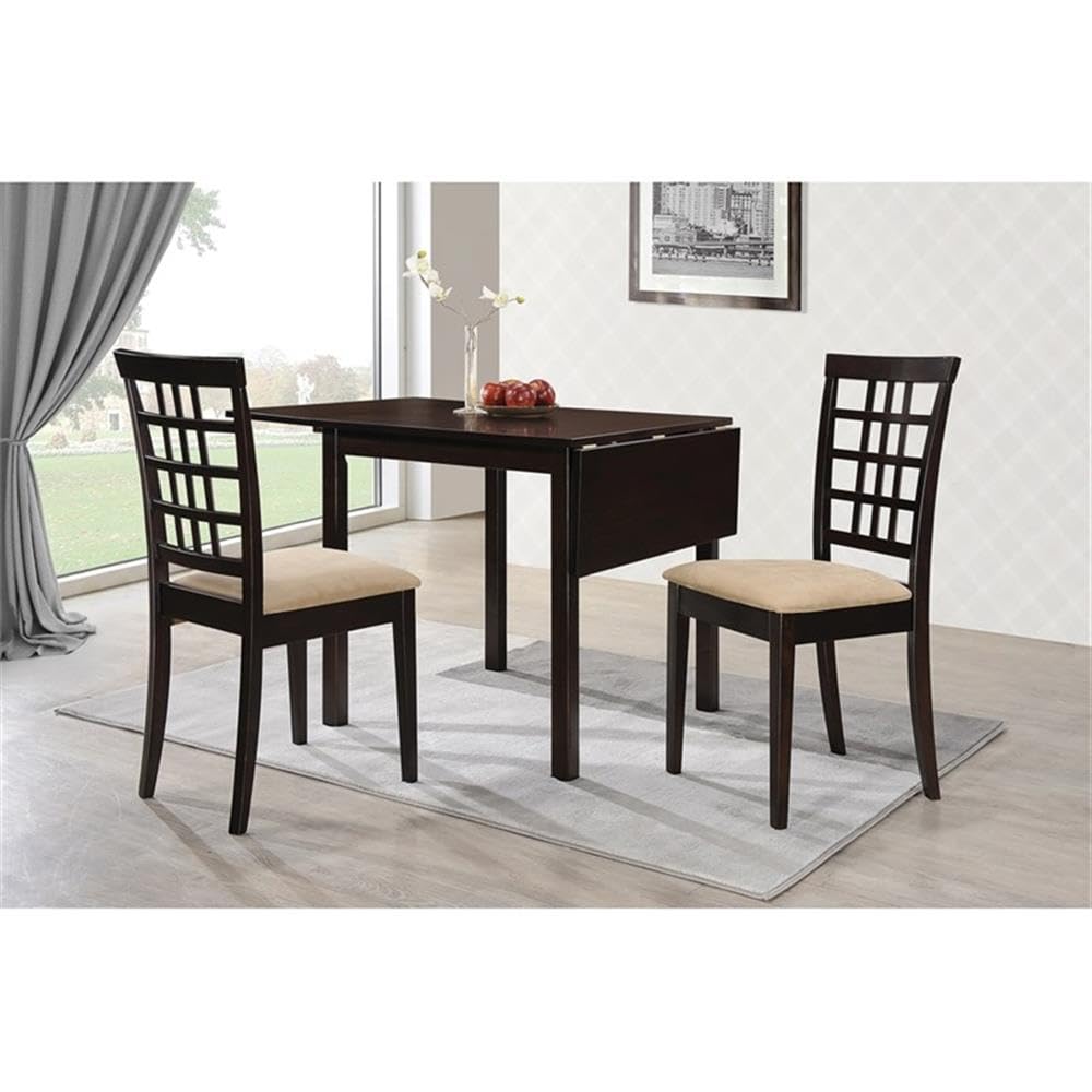 Coaster Furniture Kelso 3-Piece Drop Leaf Cappuccino and Tan Dining Set 190821-S3