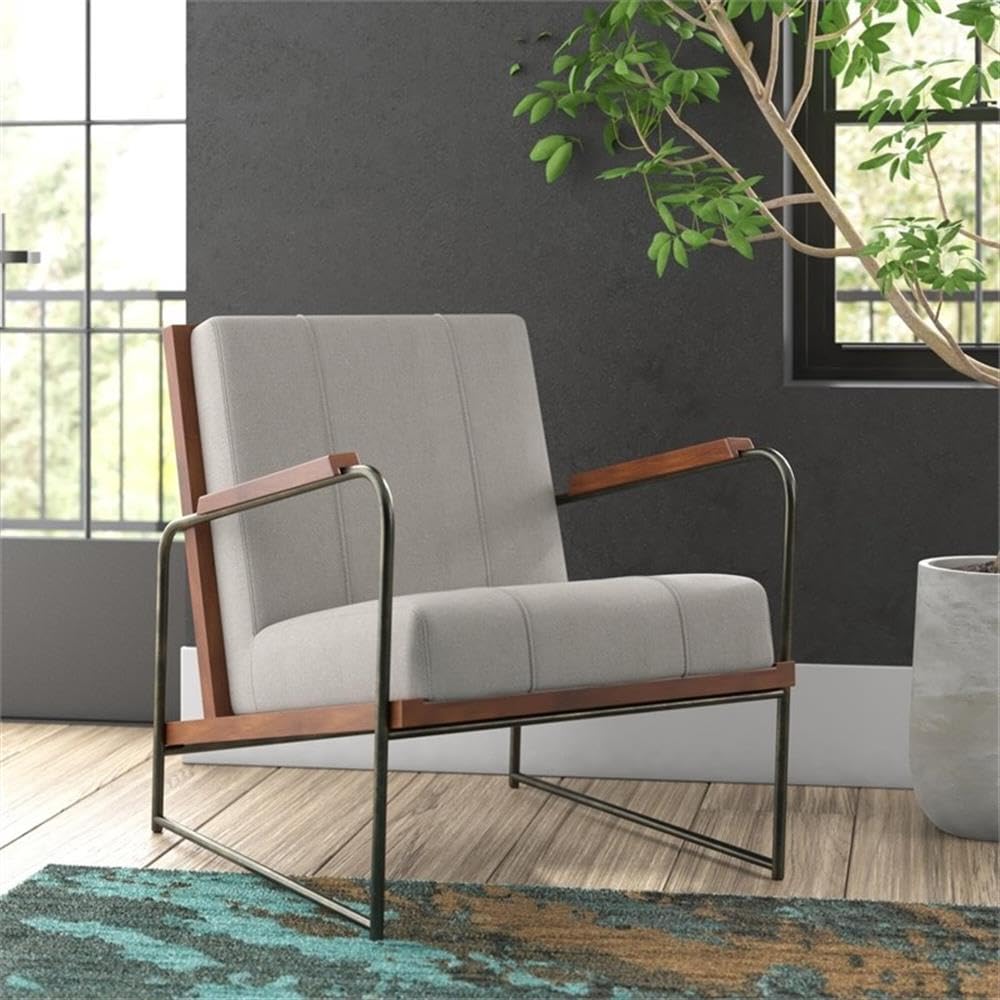 Npd Furniture And More Damian Fabric Arm Accent Chair, Beige