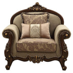 Acme Mehadi Rolled Arm Chair with 2 Pillows in Walnut