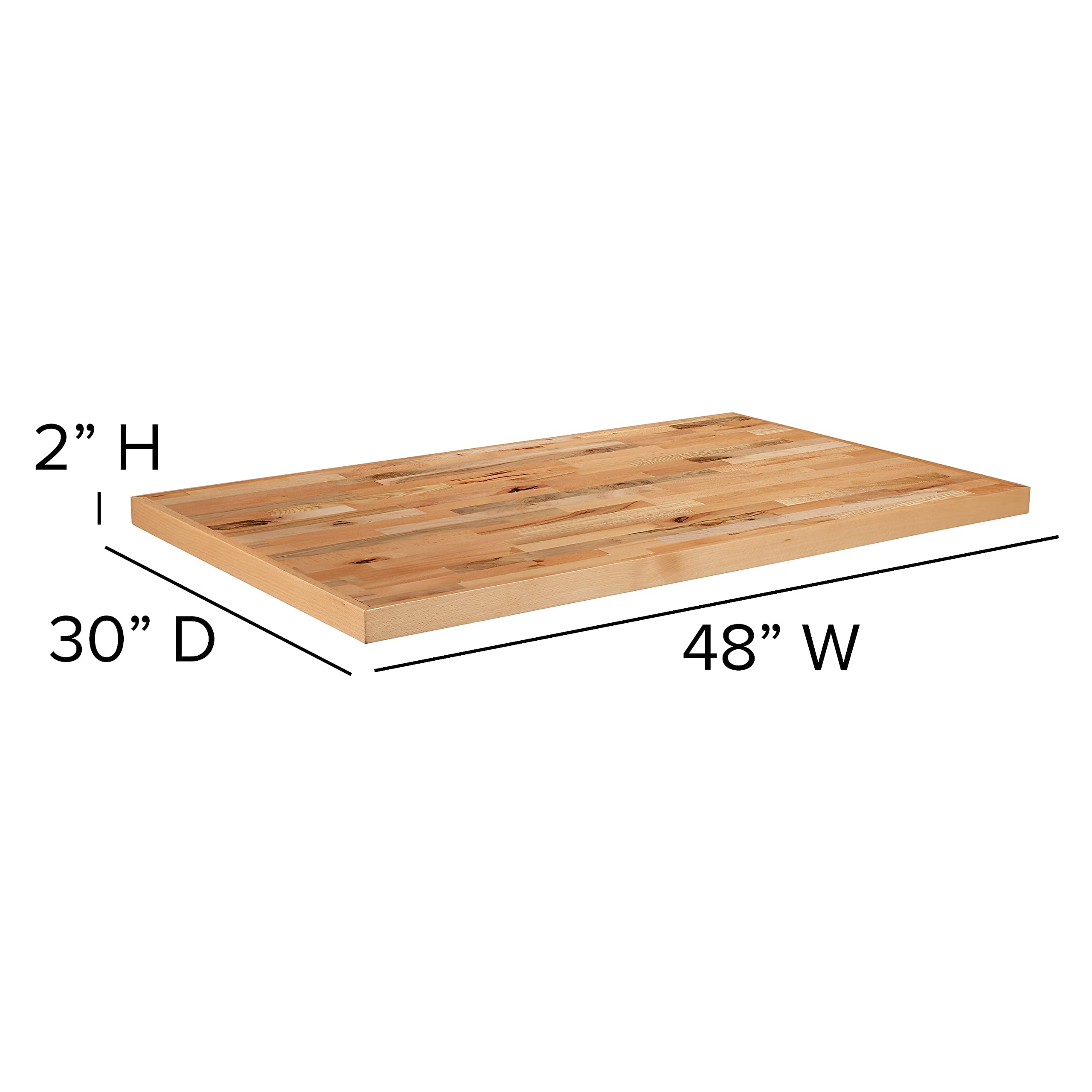 Flash Furniture Mayfair 30" X 48" Rectangle Butcher Block Style Table Top, Natural