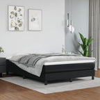 vidaXL Queen Size Box Spring Bed Frame in Black Faux Leather - Modern Design Durable Double Bed Frame Perfect for Any Bedroom