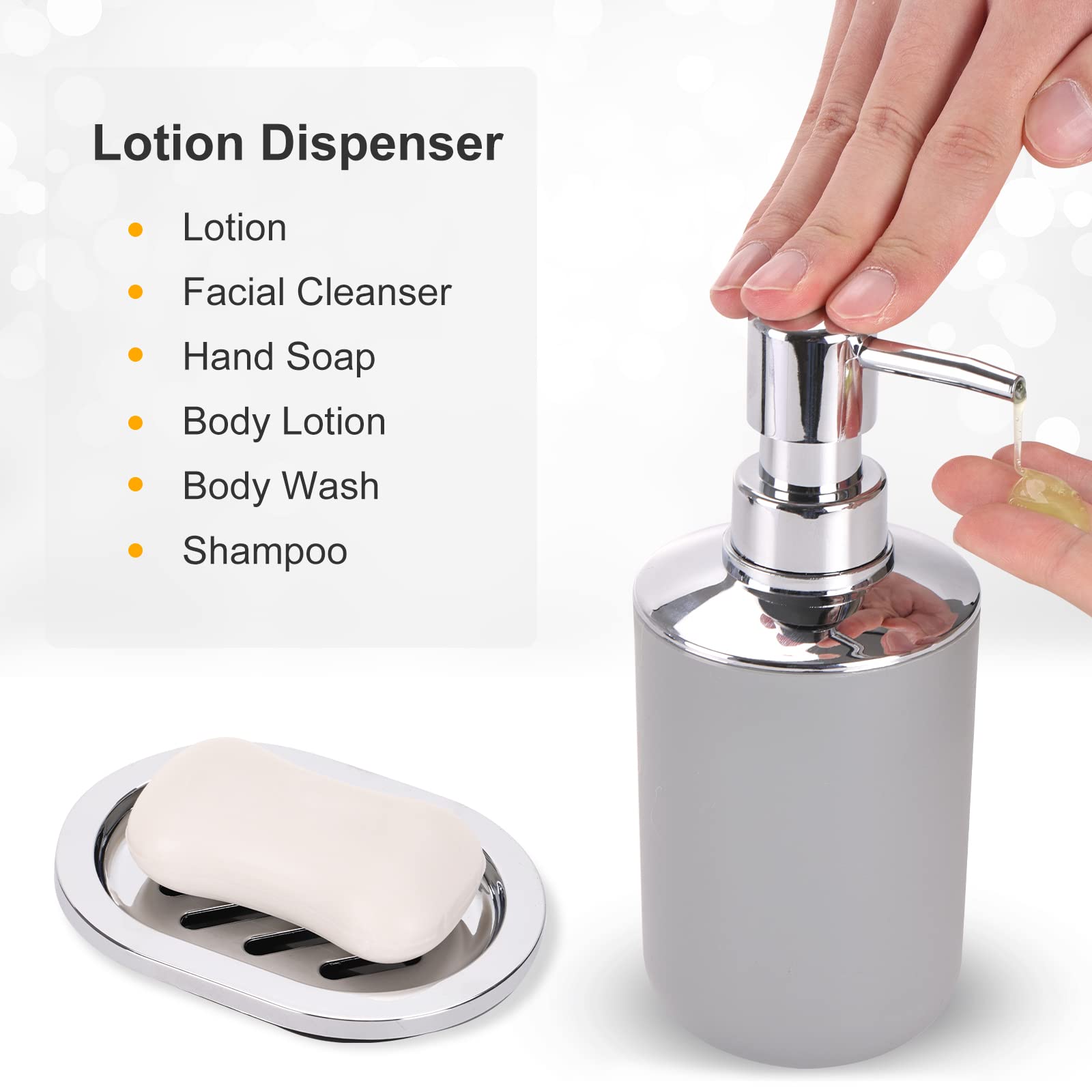 Fixwal Bathroom Accessories, 8 Piece Bathroom Accessories Set With Trash Can, Toothbrush Holder And Cup, Soap Dispenser And Dish