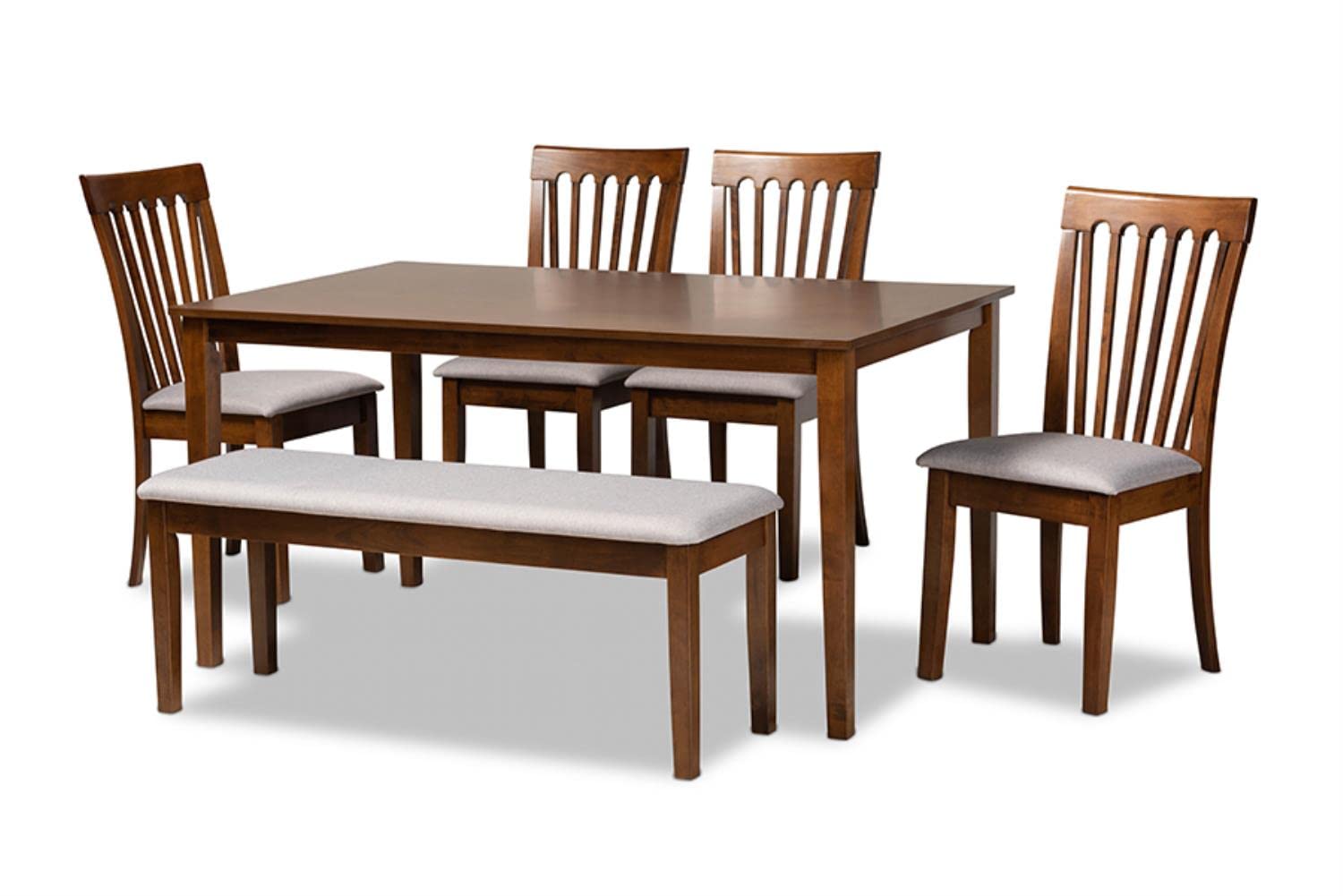 Baxton Studio Minette Grey and Walnut Brown Finished Wood 6-Piece Dining Set