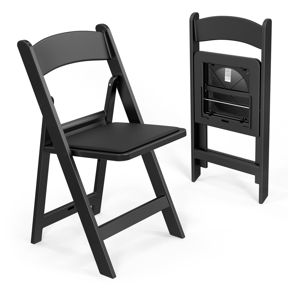 Vingli Resin Folding Chairs With Cushion, Foldable Plastic Chair With Comfortable Padded Seats, Perfect For Event Party Indoor O