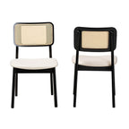 Baxton Studio Dannon Mid-Century Fabric Dining Chair, Cream/Black/Light Brown, 2/Set (234-2P-13296-HT)