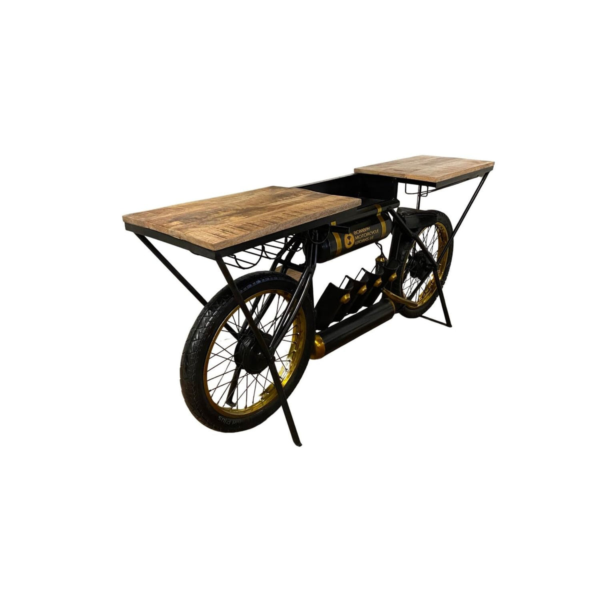 HomeRoots Black and Gold and Natural 16' Free Form Kitchen Cart