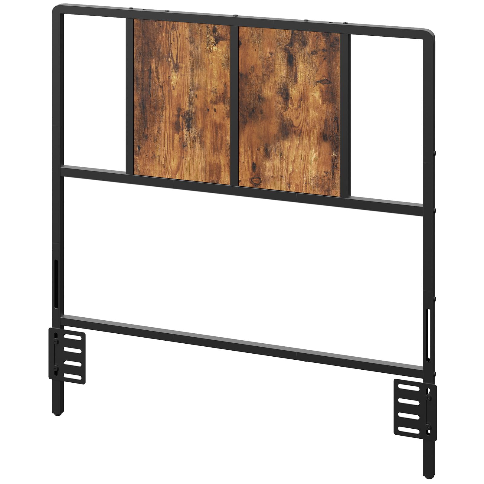 Mahancris Twin Size Headboard Only, Metal Headboard With Adapters, Minimalist Industrial Style For Twin Size Beds, Rustic Brown