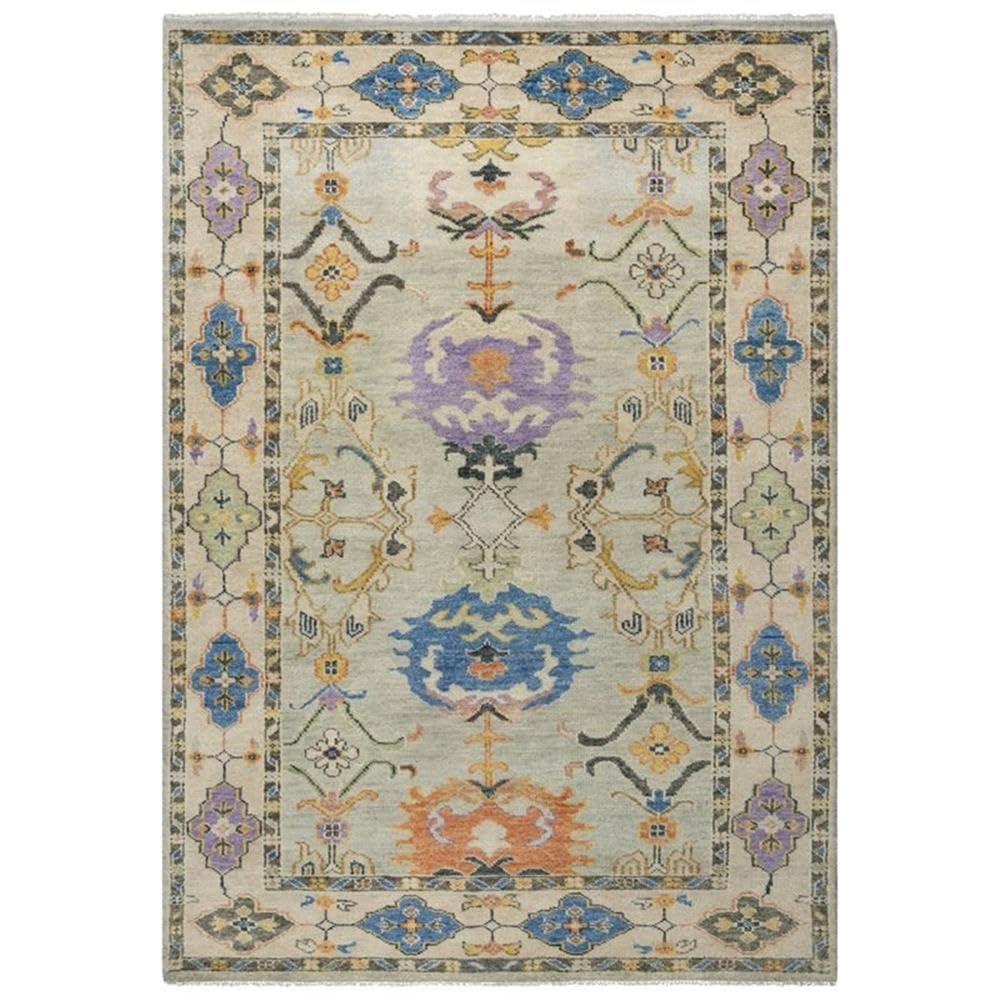 Muse 10' X 14' Abstract Gray/Ivory/Gray/Purple/Orange/Blue Hand Knotted Area Rug