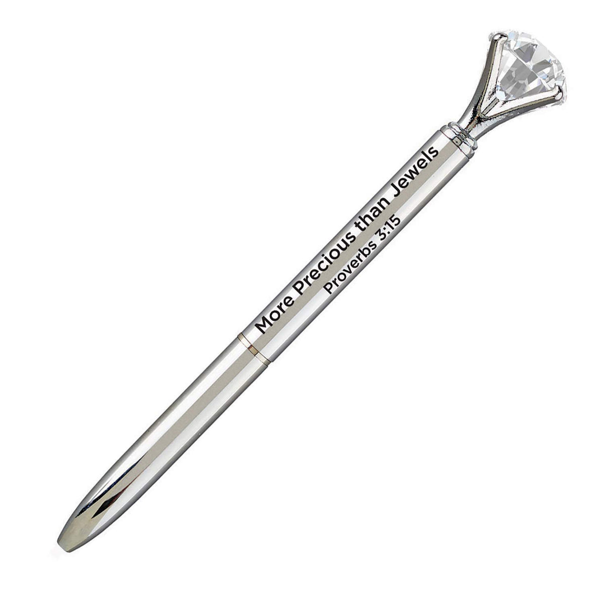 More Precious Than Jewels Proverbs 3:15 Silver Toned Plastic Gem Topped Pen, Pack Of 3