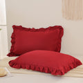 Burgundy Pillowcases King Pillowcases Ruffled Pillow Shams Set Of 2 Cute Pillowcases Solid Ruffled Fringe Design Red Shabby Chic