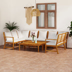 vidaXL Patio Lounge Set 9 Piece, Patio Furniture Set for Outdoor, Sectional Sofa with Cushions, Corner Sofa, Modern Style, Cream Solid Wood Acacia