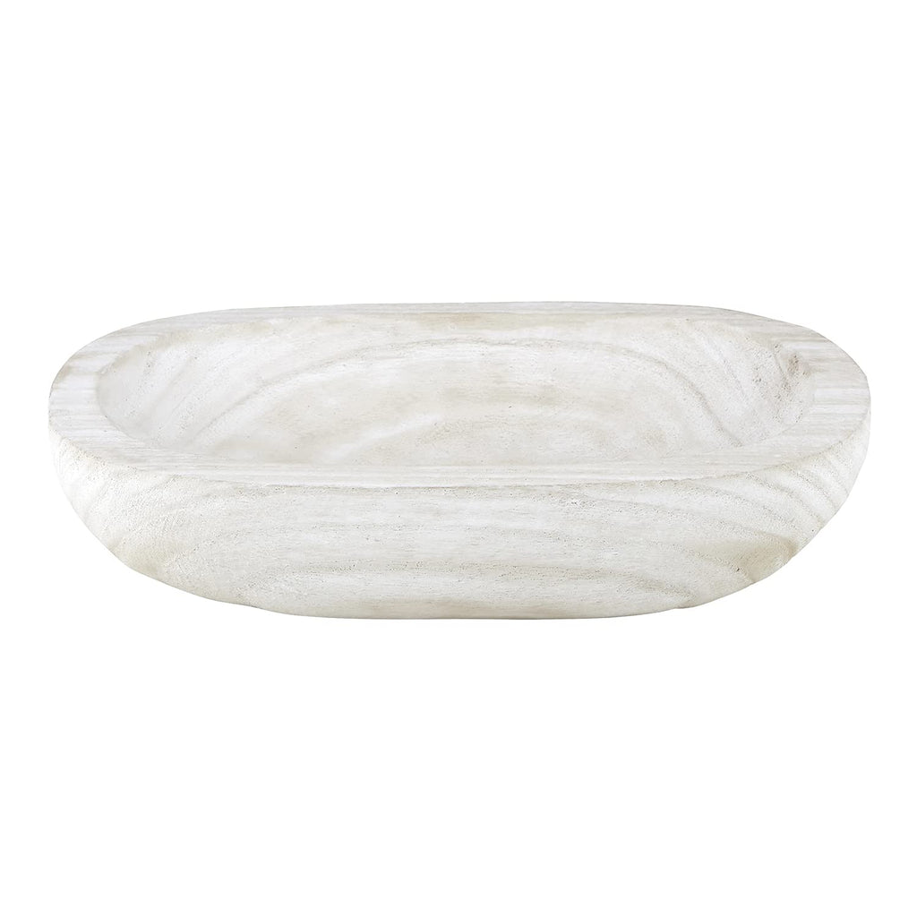Santa Barbara Design Studio Table Sugar Paulownia Wood Bowl, 12.25-Inch Diameter, White