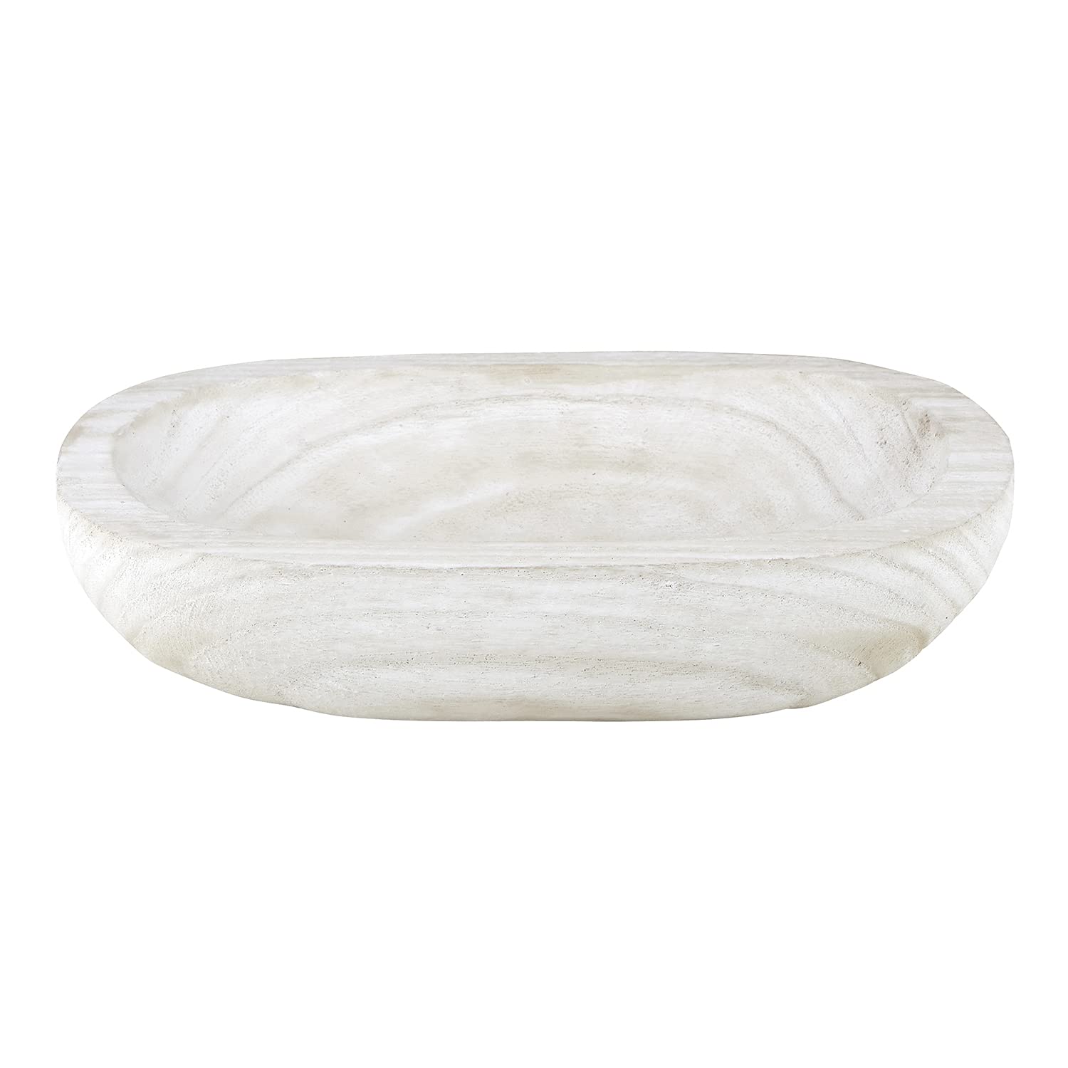 Santa Barbara Design Studio Table Sugar Paulownia Wood Bowl, 12.25-Inch Diameter, White