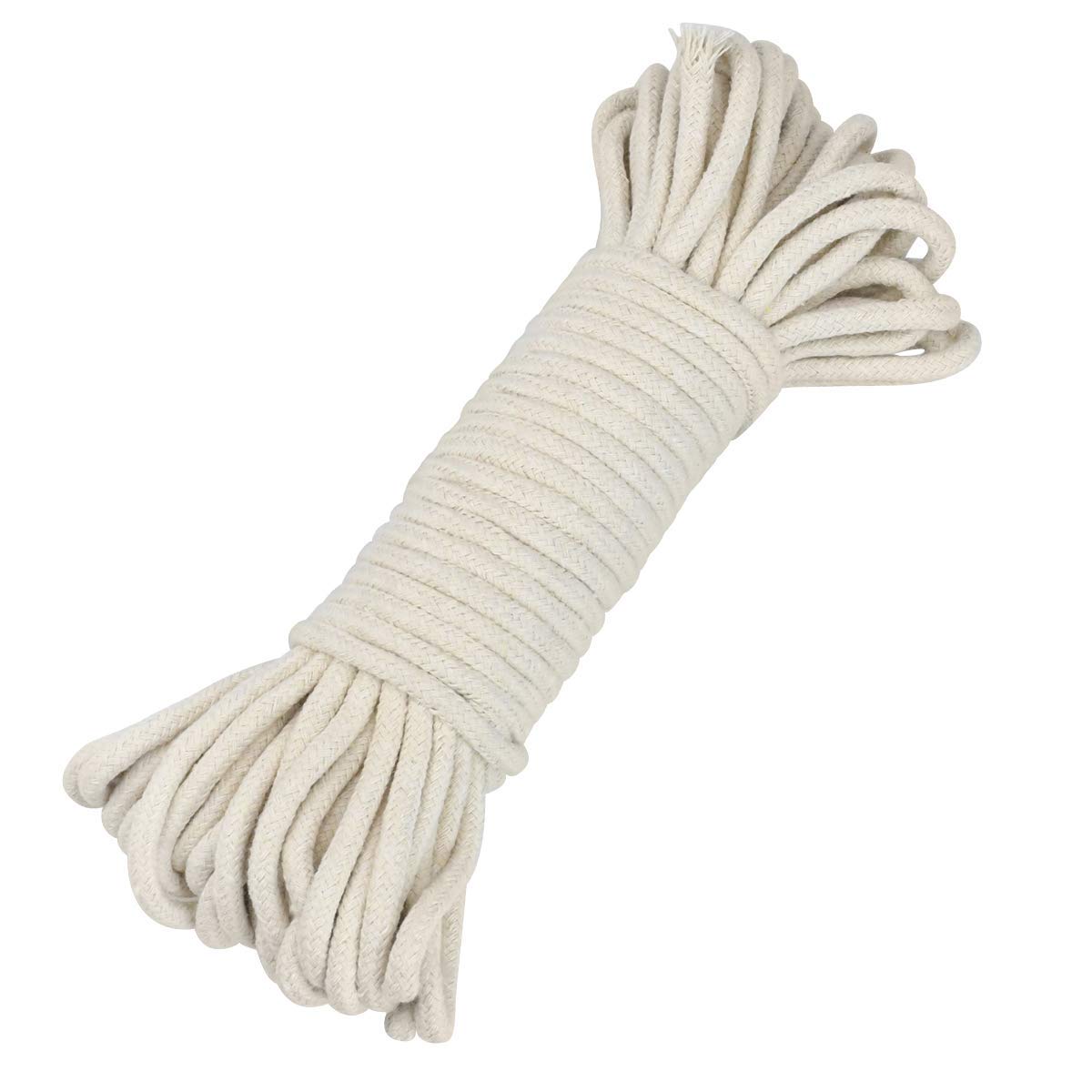 Enenes 65 Feet Craft Rope, 1/4 INCH Braided Rope, Cotton Rope, Clothesline for DIY Rope Basket/Mat as Candle Replacement Wick Se