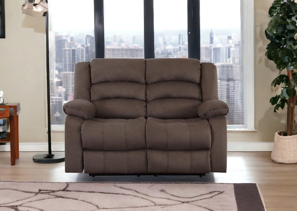HomeRoots 40' Contemporary Brown Fabric Loveseat