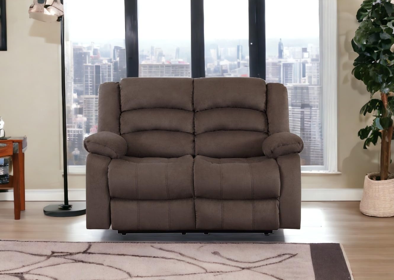 HomeRoots 40' Contemporary Brown Fabric Loveseat