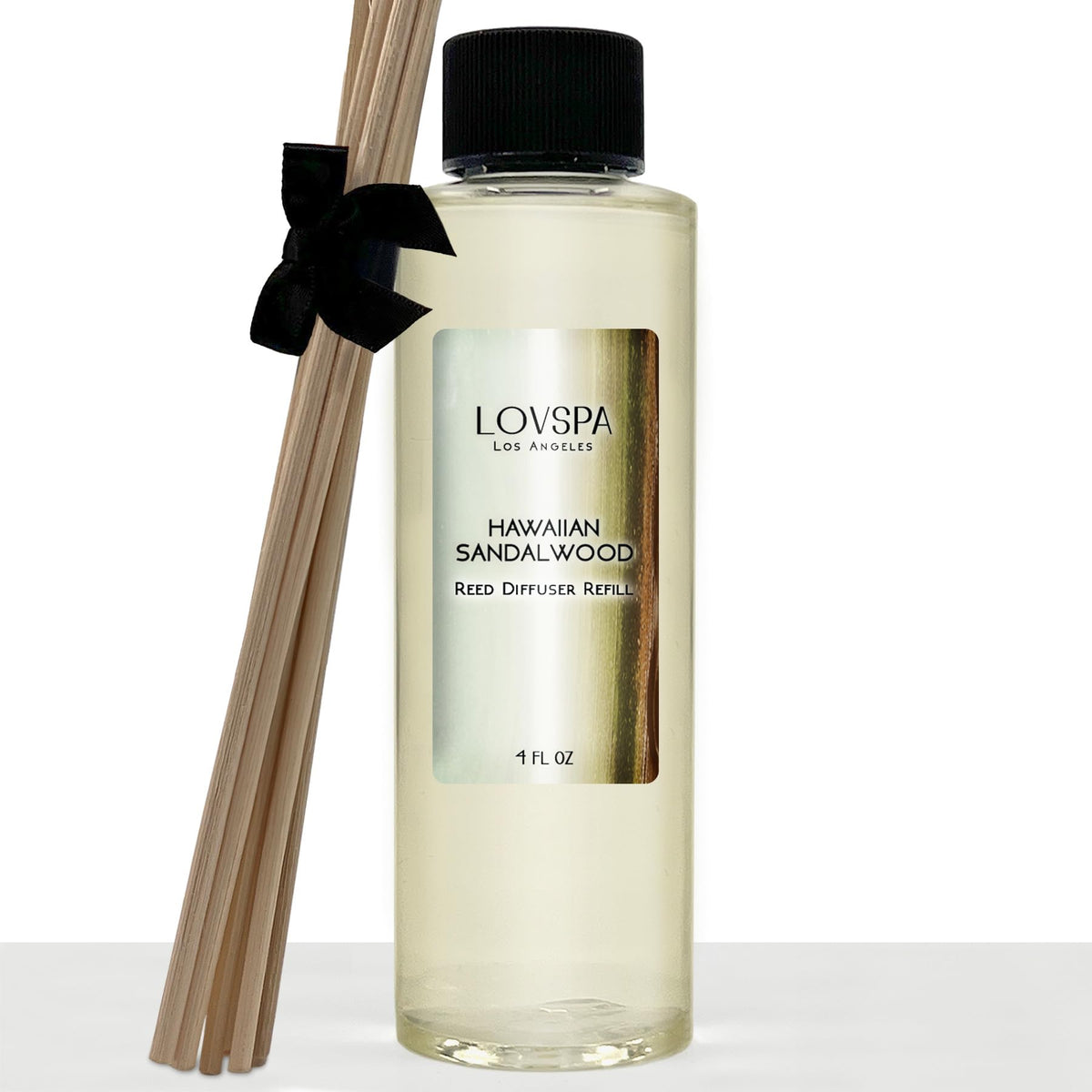 LOVSPA Hawaiian Sandalwood Reed Diffuser Oil Refill with Replacement Reed Sticks | Tranquil Sandalwood, Amber & Earthy Patchouli