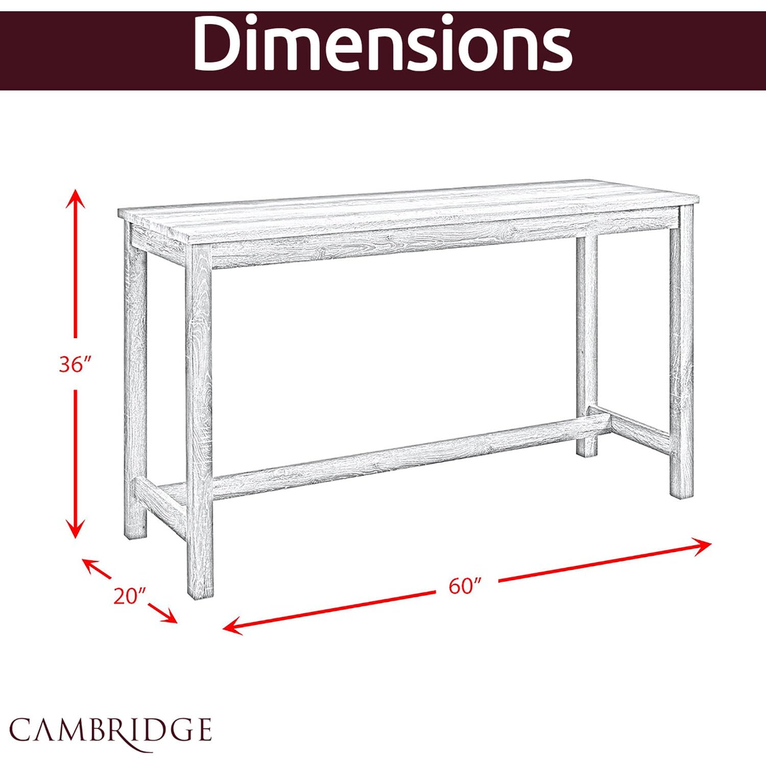 Cambridge Wyeth Dining 4-Piece Acacia Wood Bar Set With High-Top Table And 3 Padded Stools For Breakfast Nook, Living Room, Family Room, Or Man Cave In Natural Rustic Finish