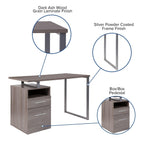 Flash Furniture Harwood Light Ash Wood Grain Finish Computer Desk With Two Drawers And Silver Metal Frame