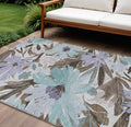 9 X 12 Taupe And Lilac Floral Washable Indoor Outdoor Area Rug