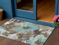 3 X 5 Khaki And Taupe Floral Washable Indoor Outdoor Area Rug