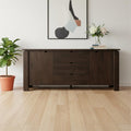 79 Brown Solid Wood Three Drawer Sideboard Soft Close with Two Doors