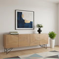 80 Black Solid Wood Sideboard Soft Close with Four Doors