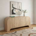 72 Natural Solid Wood Ribbed Texture Sideboard With Four Doors