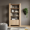 42 Natural Solid Wood Four Tier Bookcase with Two Doors