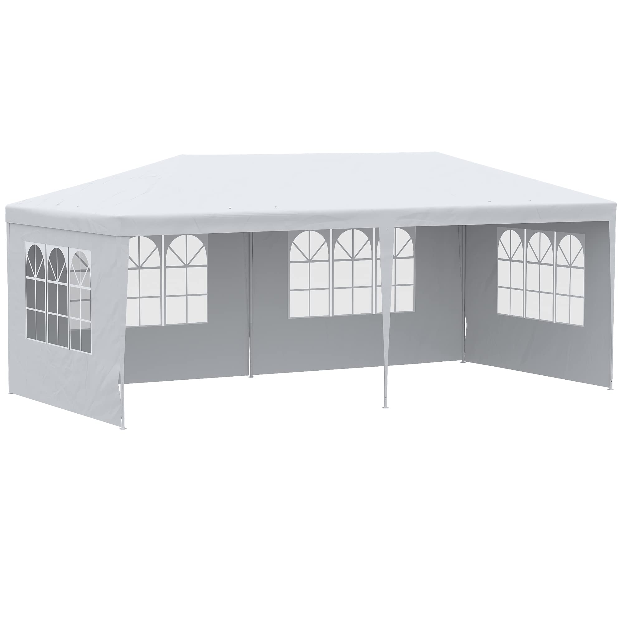 Outsunny 10' X 20' Large Party Tent, Outdoor Event Shelter, Gazebo Canopy With 4 Removable Window Sidewalls For Weddings, White