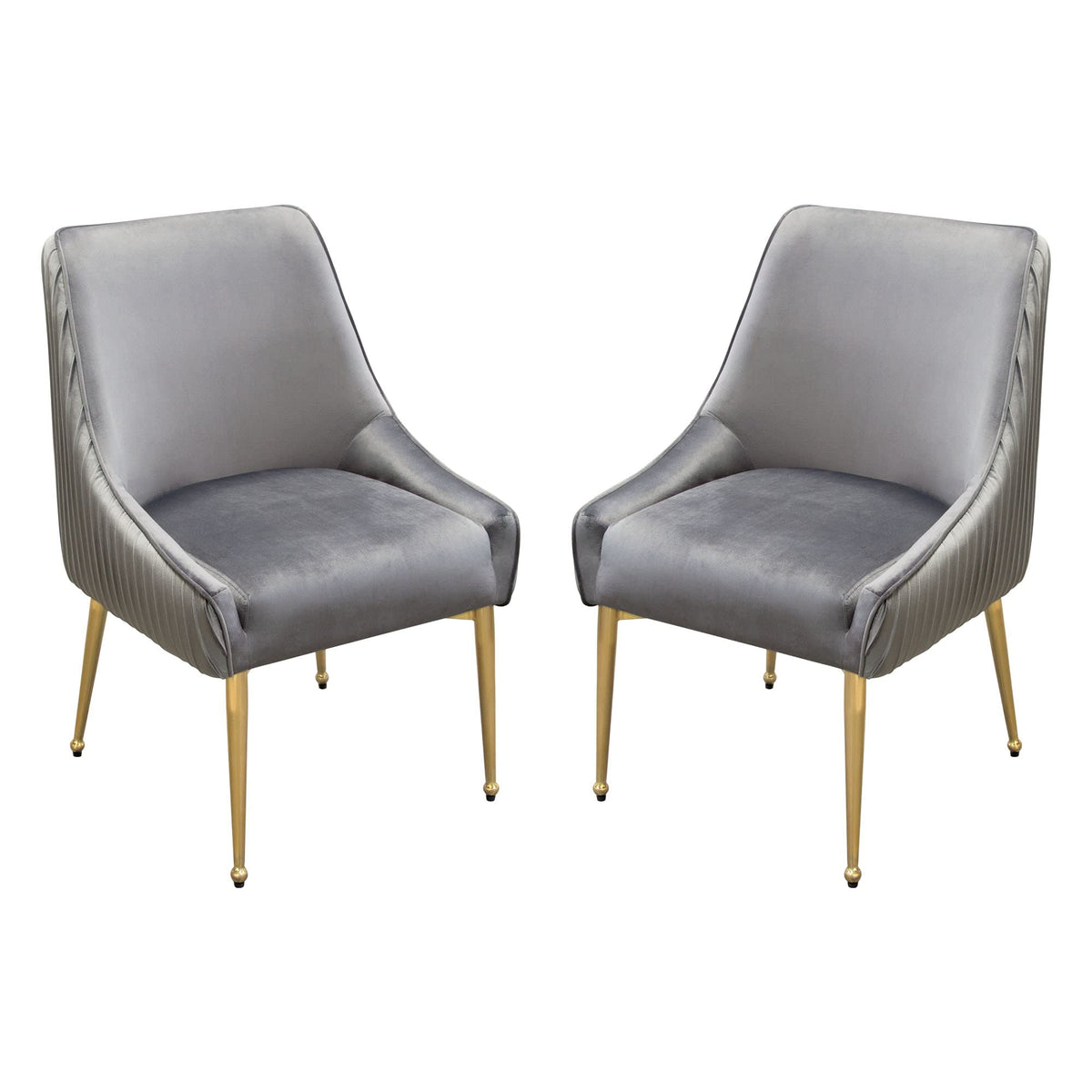 Diamond Sofa Quinn 2 Grey Velvet Fabric/Metal Side Chairs