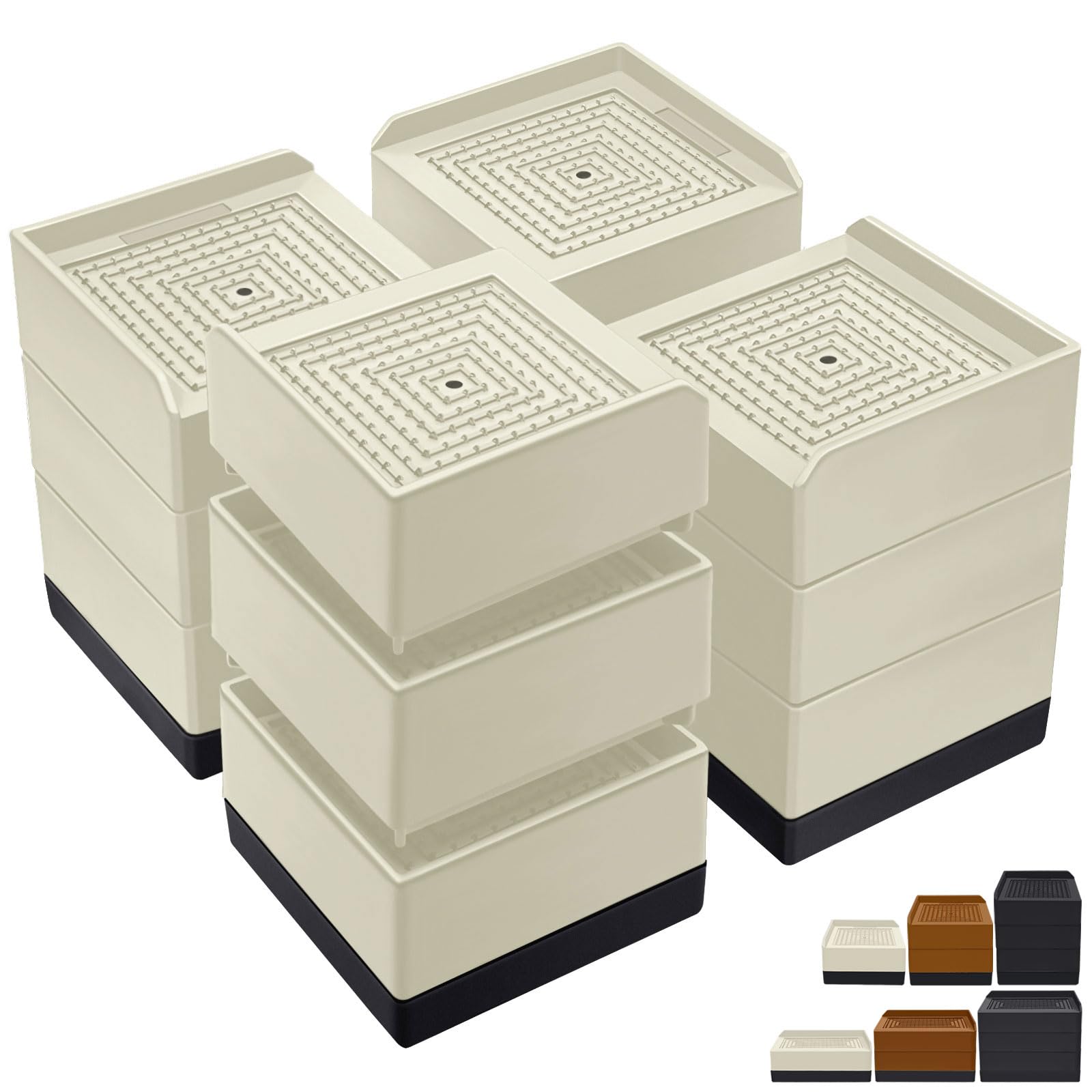 Annkut Bed Lifts Risers 4 Inch, Heavy Duty Furniture Elevator In Heights Of 1.5, 3 Or 4 Inch, Square Raising Blocks For Bed, Cou