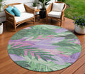 8 Sage And Mint Green Round Floral Washable Indoor Outdoor Area Rug