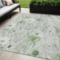 5 X 8 Mint Green And Ivory Floral Washable Indoor Outdoor Area Rug