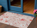 3 X 5 Salmon And Coral Floral Washable Indoor Outdoor Area Rug