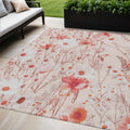 5 X 8 Salmon And Coral Floral Washable Indoor Outdoor Area Rug