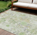 9 X 12 Artichoke Green Lavender And Beige Floral Washable Indoor Outdoor Area Rug