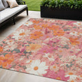 5 X 8 Blush Pink And Orange Floral Washable Indoor Outdoor Area Rug