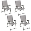 Giantex Patio Folding Chairs Set Of 4, Outdoor Lawn Chairs With Rustproof Metal Frame, Portable Dining Chairs For Porch, Deck, Garden, Backyard, Camping, Gray